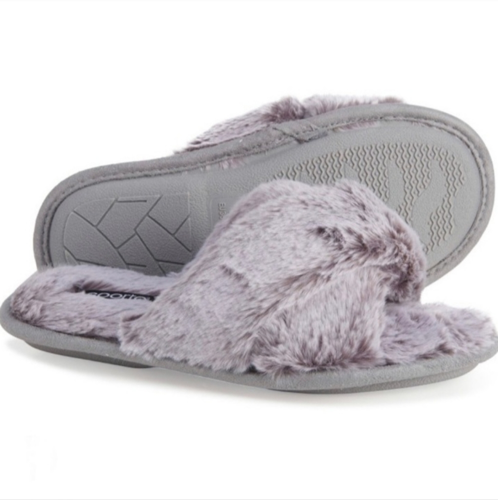 SPORTO Grey Fur Slides - Picture 2 of 6